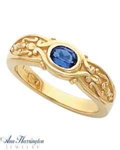 14k Yellow or White Gold 6x4 mm Oval Bezel Set Ring Setting