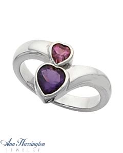 14k White or Yellow Gold 6x6 and 4x4 mm Heart  Bezel Ring Setting