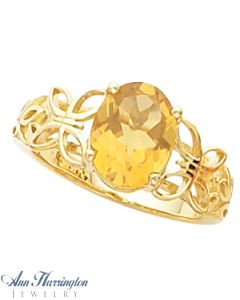 14k Yellow or White Gold 10x8 mm Oval Butterfly Filigree Ring Setting