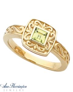 14k Yellow or White Gold 4x4 mm Princess or Square Cut Etruscan Style Bezel Ring Setting