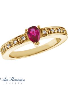 14k Yellow or White Gold 6x4, 7x5 and 9x6 mm Pear Shape Ring Setting