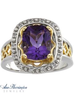 14k 2-Tone Gold 10x8 mm Antique Cushion Ring Setting