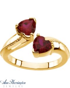 14k Yellow or White Gold 2- 6x6 mm Heart Ring Bypass Setting