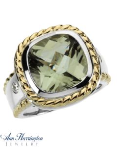 Sterling Silver and 14k Yellow Gold 2-Tone 10x10 and 12x12 mm Cushion Cut Ring Setting