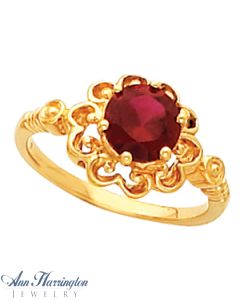 14k Yellow or White Gold 7 mm Round Scroll Flower Like Design Ring Setting