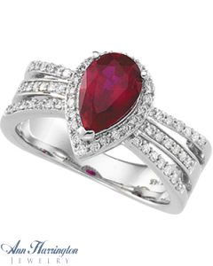 14k White Gold 9x6 mm Pear Shape 1/3 ct tw Diamond Halo Semi Mount Split Shank Ring Setting