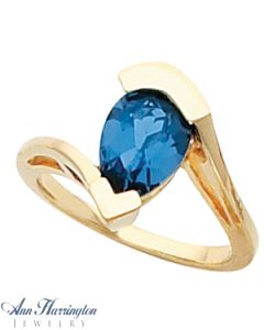 14k Yellow or White Gold 6x4, 7x5, 9x6, 10x7 and 12x8 mm Pear Shape Bypass Ring Setting