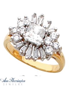 14k Yellow or White Gold 5x5 mm Princess or Square Cut Ring Setting
