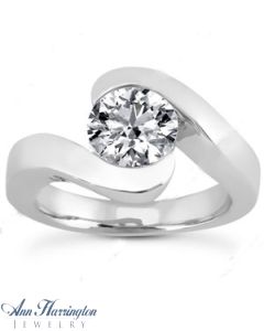14k White or Yellow Gold Bypass Solitaire Ring Setting, to hold .50, .75, 1, 1.50 and 2 cts, H163