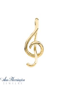 14k Yellow or White Gold 21 x  9 mm Treble Clef Musical Note Pendant