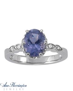 14k White or Yellow Gold 1/8 ct tw Diamond Antique Style Engagementl Ring, 9x7 mm Oval Semi Setting, H3555