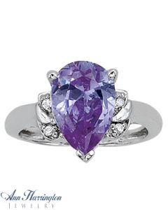 14k White Gold 1/20 ct tw Diamond Engagement Ring, 11x7 mm Pear Semi Setting