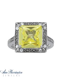 14k White Gold 1/8 ct tw Diamond Vintage Style Engagement Ring, 10x10 mm Square Cut Semi Setting, H3699