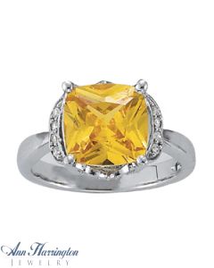 14k White Gold 1/6 ct tw Diamond Vintage Style Ring, 10x10 mm Cushion Cut Semi Setting