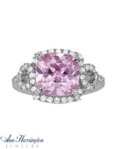 14k White Gold 1/2 ct tw Diamond Antique Ring, 10x10 mm Cushion Cut Semi Setting, H3792