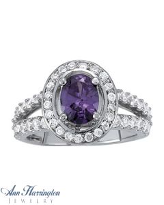 14k White or Yellow Gold 3/4-1 ct tw Diamond Antique Style Halo Ring, 6x4, 7x5, 8x6 & 9x7 mm Oval Semi Setting, H3860