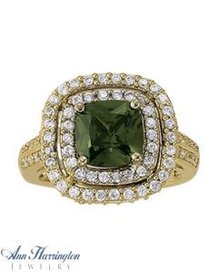 14k Yellow or White Gold 7/8 ct tw Diamond Antique Style Double Halo Engagement Ring, 8x8 mm Cushion Cut Semi Setting