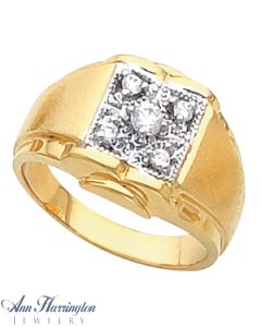 14k 2-Tone or White Gold Round Men's Cluster Ring Setting