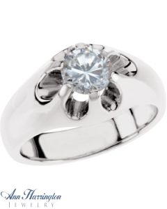 Sterling Silver 5.2, 6.5, 8.2-8.8, 9.4-10, 10.4-10.8, 11.2-11.6 & 11.9-12.3 mm Round Men's Solid Belcher Ring SettingMen's Belcher Ring Setting
