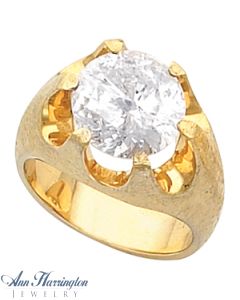14k Yellow or White Gold 11.9 mm Round Men's Solid Belcher Ring Setting, J077