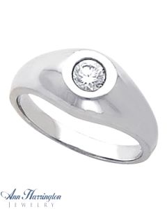 14k White or Yellow Gold 3.4 to 7 mm Round Men's Bright Finish Bezel Set Ring Setting