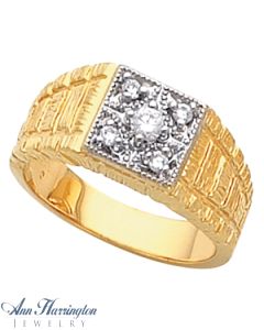 14k 2-Tone or White Gold 3.2 and 2 mm Round Men's Cluster Ring Setting