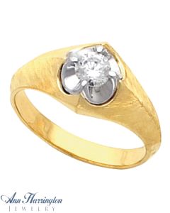 14k 2-Tone or White Gold 4.1 and 5.2 mm Round Men's Solid Ring Setting