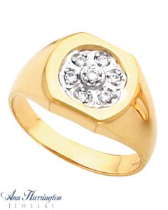 14k 2-Tone or White Gold 2 and 1.7 mm Round Men's Cluster Ring Setting