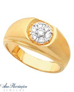 14k 2-Tone or White Gold 7  2.4 mm Round Men's Cluster Ring Setting
