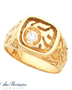 14k Yellow or White Gold 4.1 mm Men's Ring Setting