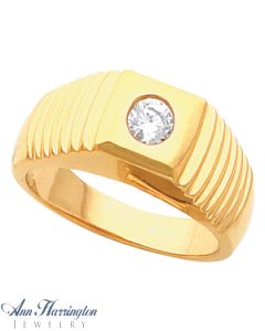 14k Yellow or White Gold 4.4-5.8 mm Round Men's Solitaire Ring Setting, J311