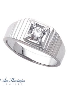14k White or 2-Tone Gold 3.5 to 4.5 mm Round Men's Illusion Solitaire Ring Setting