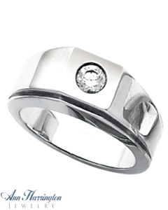 14k White or Yellow Gold 4.8 mm Round Men's Solitaire Ring Setting