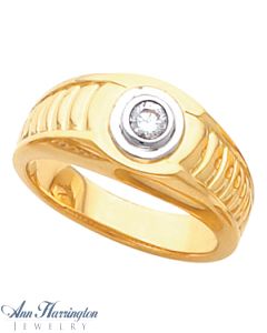 14k 2-Tone or White Gold 4.1 mm Round Men's Solitaire Ring Setting, J733