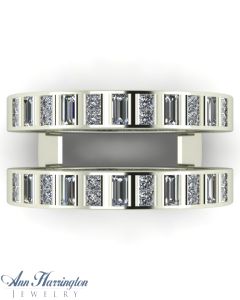 14k White, Yellow Gold or Platinum 5/8 ct tw Baguette and Princess Cut Diamond Ring Guard