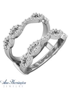 14k White, Yellow Gold or Platinum 5/8 ct tw Diamond Antique Style Ring Guard for 1 to 3 Stone Rings