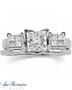 14k White Gold 3/8 ct tw Invisible Set Princess Cut Diamond Bridal Ring Wrap
