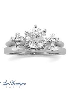 14k White Gold 1/8 ct tw Diamond Crosses Bridal Ring Wrap, A016