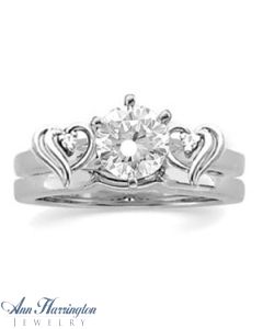 14k White Gold 1/20 ct tw Diamond Hearts Bridal Ring Wrap, A017
