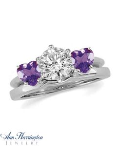14k White or Yellow Gold 4 or 5 mm Genuine Amethyst Hearts Bridal Ring Wrap