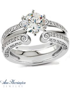 14k White, Yellow Gold or Platinum 5/8 ct tw Diamond Antique Style Ring Guard, A031
