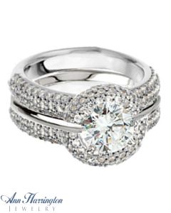 14k White, Yellow Gold or Platinum 5/6 ct tw Pave Diamond Antique Style Halo Ring Guard, A033