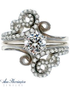 14k White, Yellow Gold or Platinum .42 ct tw Diamond Antique Style Scroll Design Ring Guard, A035