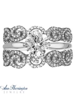 10k or 14k White, Yellow, Rose Gold or Platinum 1/2 ct tw Diamond Filigree Scroll Design Antique Style Ring Guard