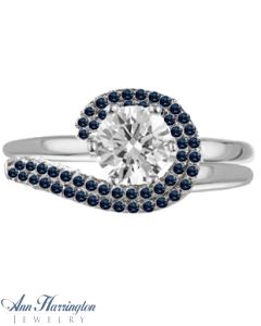 14k White, Yellow Gold or Platinum Genuine Blue Sapphire Antique Style Wedding Ring Enhancer