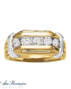 14k 2-Tone Gold Men's 5 Stone 3.5 mm Ring Setting