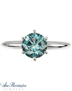 14k White, Yellow Gold or Platinum 1/2, 3/4, or 1 ct Teal Blue Diamond Engagement Ring, A063