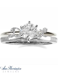 14k White, Yellow Gold or Platinum 1/5 ct tw Diamond Script Initials Antique Style Ring Wrap, A066