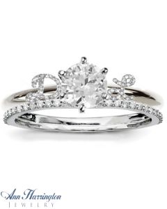 14k White Gold 3/8 ct tw Diamond Initials Antique Style Ring Wrap, A067