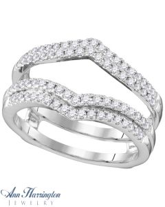 14k White Gold 1/2 ct tw Diamond Chevron Antique Style Ring Guard, A06878